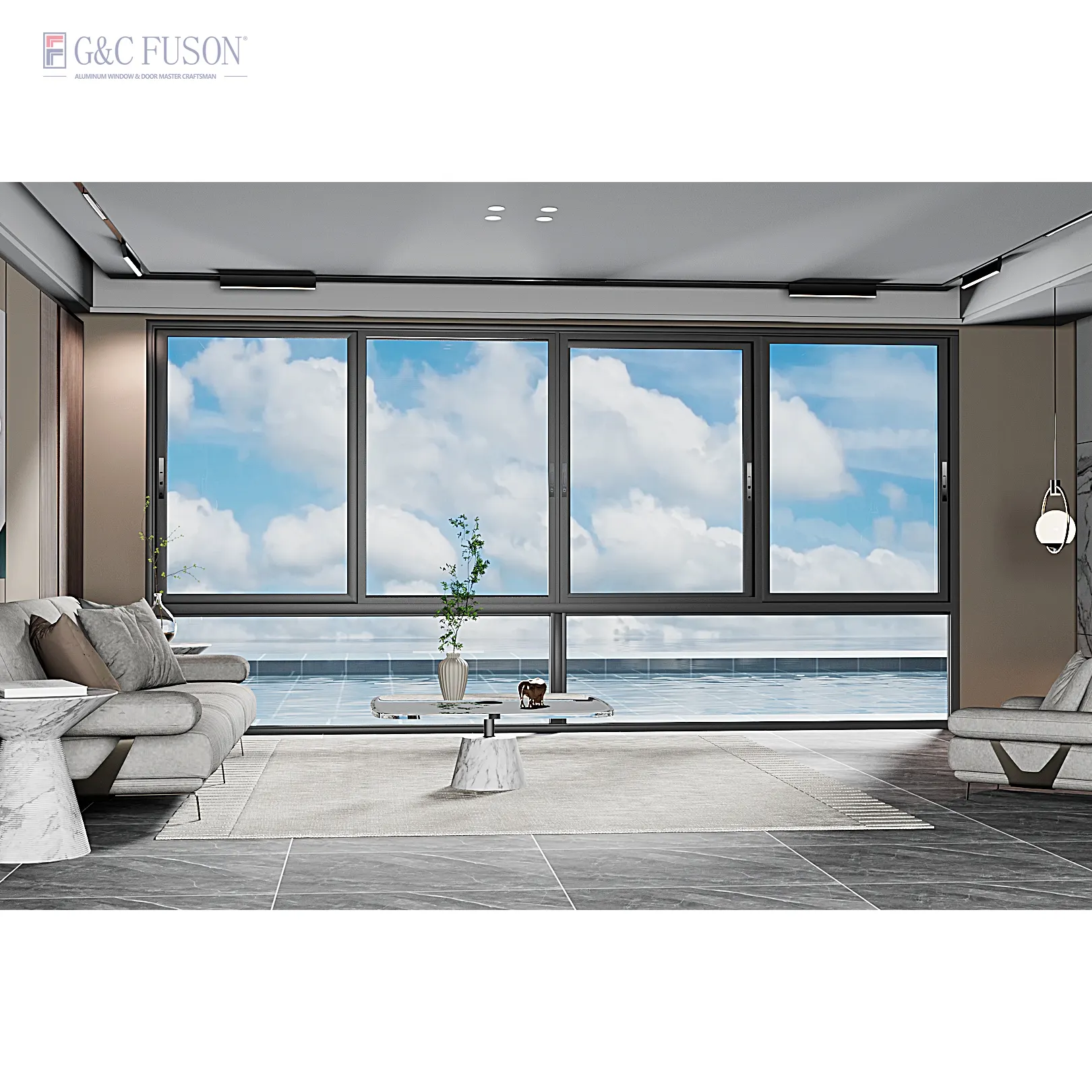 Fuson porta a soffietto scorrevole verticale in alluminio Push Up pieghevole per finestre e porte finestre pieghevoli verticali per vetrina