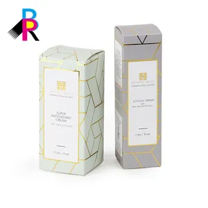 Diseño personalizado de Color de la hoja de oro 30ml 50ml belleza caja de papel de embalaje cosmético