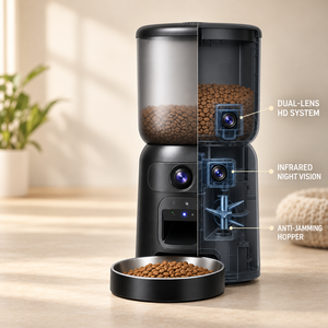 Comedero Automático Inteligente para Mascotas con Lentes HD Dobles, Vista Panorámica de 180 Grados, Aplicación WiFi e Intercomunicador por Voz - Product Image 3