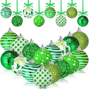 Ornamento della palla appesa di giorno di San Patrick in tessuto con trifoglio avvolto in un trifoglio decorazione per feste decorazione di trifoglio per feste