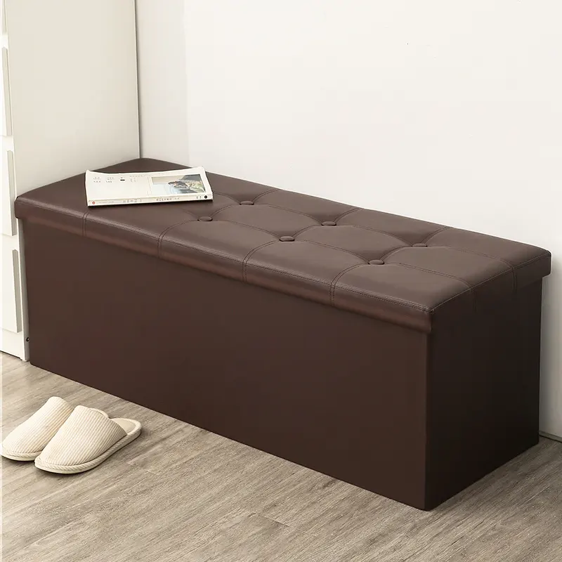 2023 Low Price Leather Waterproof Storage Stool Multiple Sizes 110*38*38 Storage Foldable Ottoman Upholstered Storage Ottoman