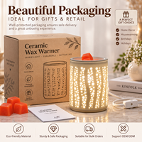 Diffuseur de cire électrique en céramique avec motif ajouré, lumière LED, brûleur d'huile parfumée, lampe aromatique pour la décoration intérieure