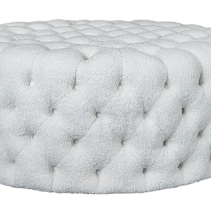 Sheepskin Teddy Stool Circle Large Round Modern Ottoman Circular <strong>Chesterfield</strong> <strong>Footstool</strong> White Boucle Tufted Round Stool Ottoman - Product Image 5