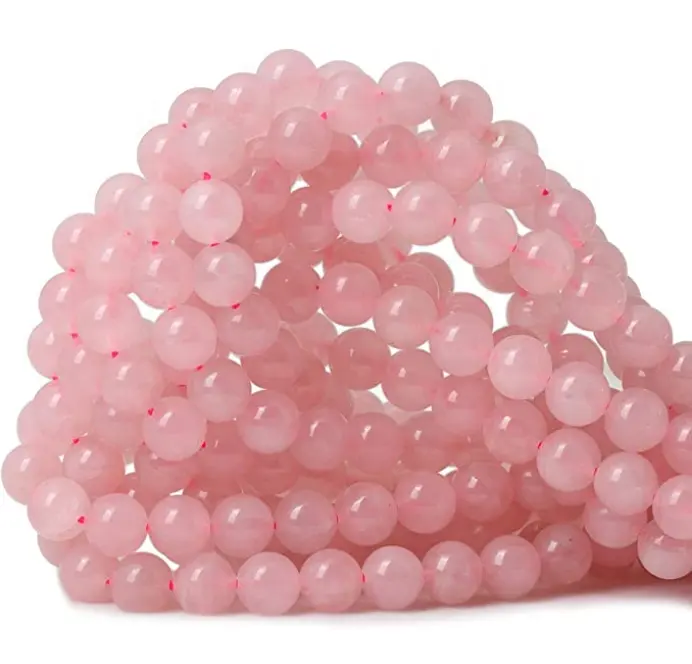 Polished Smooth Gem Stone Beads Natural Precious Rose Quartz Crystal Stone Beads For Jewelry Making