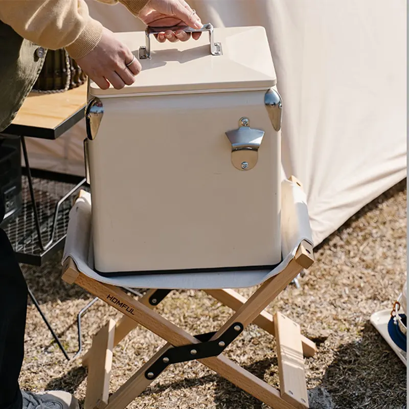 Vendita diretta in fabbrica Vintage portatile 13L Custom Metal Ice Chest Box Cooler Retro Cooler Box