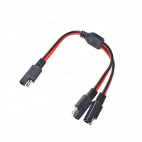 Kabel Pemisah Y Konektor SAE 2Pin untuk Mobil, Sepeda Motor, RV, Baterai Surya, dengan Kabel Harness Lepas Cepat 1 ke 2 SAE