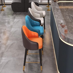 Wholesale China Factory Elegant Black <b>Leather</b> Cushions <b>Bar</b> <b>Stools</b> Kitchen <b>Bar</b> <b>Stool</b> Chair With Back - Product Image 4