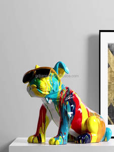 Sculpture bouledogue multicolore-<span class=keywords><strong>Statue</strong></span> de chien abstraite et vibrante pour décoration de maison et de galerie moderne - Product Image 6