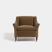 Fauteuil en velours à une place, style campagnard vintage, meuble d'appoint pour bureau à domicile, fauteuil pour salon, usage domestique