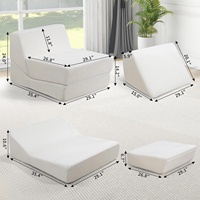 Sofá cama plegable de suelo blanco portátil cómodo personalizado sala de estar sofá cama plegable de espuma viscoelástica 3 en 1