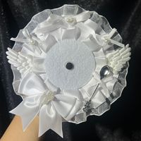 Tempat Penyimpanan Badge Lolita dengan Renda dan Pita, Tempat Badge Sayap Malaikat, Aksesoris Dekorasi Itabag Buatan Tangan untuk Pin Tombol 58mm 65mm