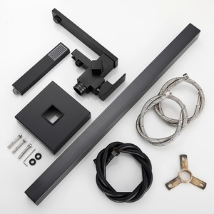 Robinet <span class=keywords><strong>de</strong></span> <span class=keywords><strong>baignoire</strong></span> autoportant <span class=keywords><strong>de</strong></span> luxe OEM noir en laiton massif poli à deux fonctions avec fonction pause extérieure - Product Image 6