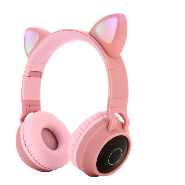 Cute Pink Cat Ear Gaming Headset with Noise Cancelling 3.5mm Plug and Microphone for Kids and Phone for PS5 for PS4