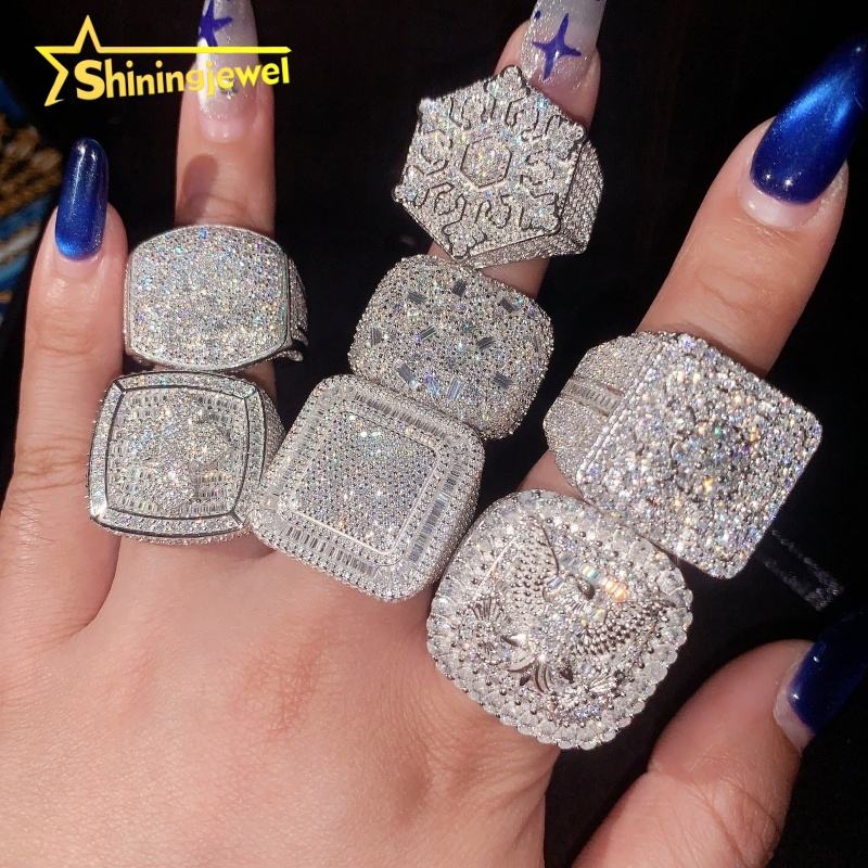 Alibaba Custom Rings Luxury 925 Silver Rings for Men Iced Out Moissanite Engagement Ring GRA ...