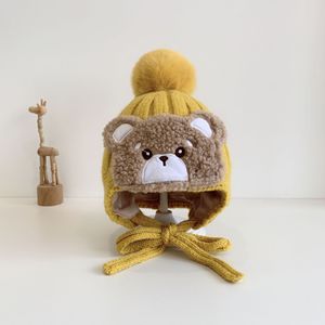 Autumn and Winter Pom-pom Knitted Ear-protecting <strong>Hat</strong> for Babies in Cute <strong>Bear</strong> Style - Product Image 6