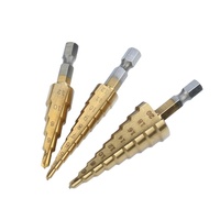 Foret multifonctionnel 3 pièces, revêtement en titane, 3-12 mm/4-12 mm/4-20 mm, forets étagés avec tige hexagonale pour acier inoxydable