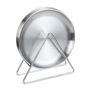 Stainless Steel Round <b>Plate</b> Set Gold Silver Color With <b>Rack</b> For Snack Hotel Use - Product Image 5