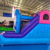 Château gonflable combiné avec toboggan, thème licorne arc-en-ciel, design personnalisé, écologique, en PVC, facile à installer pour les enfants