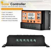 Contrôleur de charge solaire MPPT 12V 24V 10A 20A 30A 40A 50A Contrôleur solaire Régulateur de batterie de panneau solaire Double USB 5V Affichage LCD