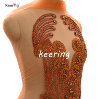 WDP-245 Keering 2024 Sexy robe de bal Bling Bling décoré or Appliques à la main strass Applique pour robe de mariée