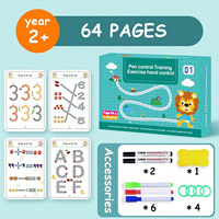 Cahier d'entraînement au contrôle du stylo pour la maternelle, effaçable, entraînement à la concentration du contrôle du stylo pour enfants, exercices de base amusants, éducation