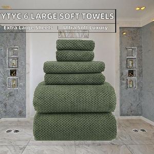 Ensemble de 6 serviettes de bain surdimensionnées YTYC 39x78 pouces, serviettes de douche en microfibre super douces et luxueuses, 80% polyester (vert olive, usage adulte) - Product Image 2