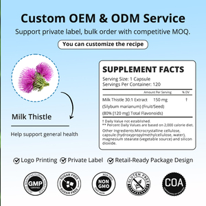 Cápsulas Vegetarianas de Suplemento de Salud con 150mg de Cardo Mariano 30:1, Fórmula Privada o Etiqueta OEM de Fábrica, Personalización Disponible - Product Image 2