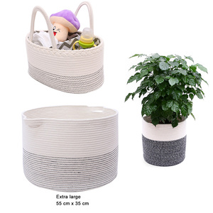 Sturdy cotton Rope Plant Basket Modern Woven Basket for Flower Pot Floor Indoor Planters, Storage Organizer Basket