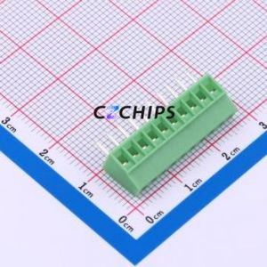 MX128-2.54-10P-GN01-Cu-Y-A Screw Terminal Block Through hole Component (THT),P=2.54mm Connector 1x10P 2.54mm Green Through Hole - Product Image 1