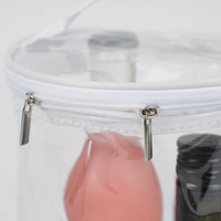Sac cylindrique transparent en PVC avec logo personnalisé, pour maquillage, cosmétiques, emballage, organiseur de voyage, fermeture éclair
