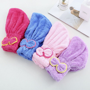 Gorro de secado rápido de forro polar coral grueso para mujer, diadema absorbente, nuevo gorro de ducha con lazo al por mayor - Product Image 1