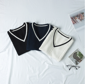 Cao đẳng phong cách Tiếng Anh JK người đàn ông của áo len vest v-cổ Xoắn Màu Áo Ghi Lê Đan Áo sơ mi với thoải mái phù hợp - Product Image 5