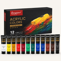 Ensemble de peinture acrylique Giorgione avec logo personnalisé, 12 couleurs, 75 ml, boîte de couleurs personnalisée pour artistes, peinture DIY sur verre et toile