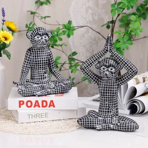 Redeco Offre Spéciale créatif n'écoutez <span class=keywords><strong>pas</strong></span> <span class=keywords><strong>ne</strong></span> voyez <span class=keywords><strong>pas</strong></span> <span class=keywords><strong>ne</strong></span> parlez <span class=keywords><strong>pas</strong></span> Figurine de singe rayé mignon Statue de singe en résine ornements d'animaux - Product Image 5