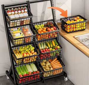 Étagère pour snacks de supermarché Panier incliné pour cuisine Présentoir à grille alimentaire multicouche Étagère à roulettes mobile - Product Image 5