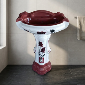 Lavabo en céramique moderne en forme de diamant avec piédestal complet pour salles de bain design - Product Image 5