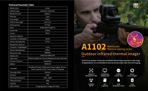 منظار حراري للرؤية الليلية A1102 للصيد بدقة 640*512، منظار حراري بالأشعة تحت الحمراء مع تقنية LFR مقاوم للماء، تكبير 1X2X4X8X - Product Image 6