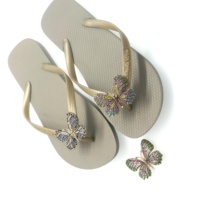 Accessoires de chaussures en métal en gros, ornements de pantoufles en strass pour femmes, petits charms papillon en cristal, motif libellule
