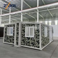 ZYBOX Camo Slim Edition 20ft Maison Modulaire Préfabriquée Pliante et Extensible en EPS, Conteneur Extensible Pliable avec Toilettes