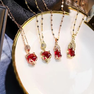 Cute <strong>Fox</strong> Pendant Choker Titanium Steel 18K Sweater Chain Opal Pendant Clavicle Chain Gold Plated <strong>Necklace</strong> - Product Image 2