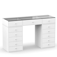 Table de maquillage de luxe moderne pour chambre à coucher avec miroir LED et tiroir, coiffeuse pour chambre