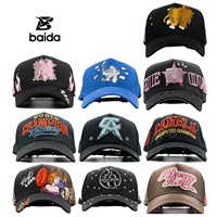 Casquettes Personnalisées G5 en Gros Dandi Thirty One Hats Casquette de Baseball en Coton Noir avec Visière en Daim et Paillettes