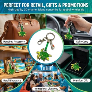 Porte-clés Souvenir de <span class=keywords><strong>Tahiti</strong></span> Personnalisé en Métal Émaillé, Mignonne Tortue Marine Mère et Enfant, NOUVEAU Design, Cadeau de la Polynésie Française, Vente en Gros - Product Image 2