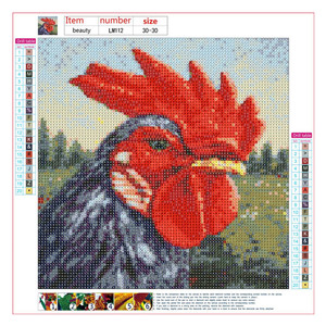 <span class=keywords><strong>Peinture</strong></span> diamant 5D ronde DIY pour décoration intérieure, motif animal <span class=keywords><strong>Coq</strong></span> - Product Image 2