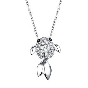 Collier pendentif poisson en argent sterling rhodié S925 avec zircon pour femme, style coréen, cadeau - Product Image 1
