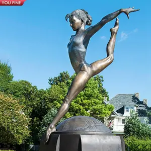 Figurine de femme en Bronze, grande taille de vie, sport de jardin, gymnastique