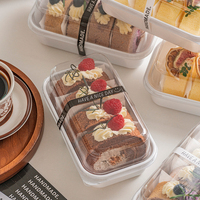 Boîte à gâteau en PET écologique de qualité supérieure, rectangulaire, pour la présentation de desserts, avec couvercle sécurisé pour un transport et un emballage sécurisés