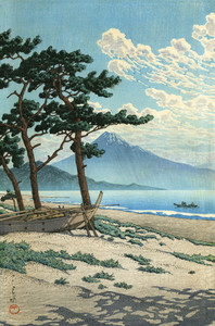 Impresión japonesa en madera, Playa de Pino en el Monte Kawase de Hasui, Shin Hanga - Product Image 1