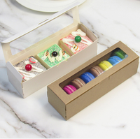 Boîte d'Emballage Chocolat Biscuit avec Fenêtre en Papier Kraft Blanc à Montage Automatique, Conteneur de Pâtisserie Monobloc, Boîte à Macarons