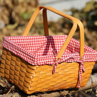 WINTOP Dubbele Handgreep Eco-vriendelijke Plantenvezel Wicker Rustieke Rechthoekige Picknickmand Verplaatsbare Handgreep Multifunctionele Opbergmand